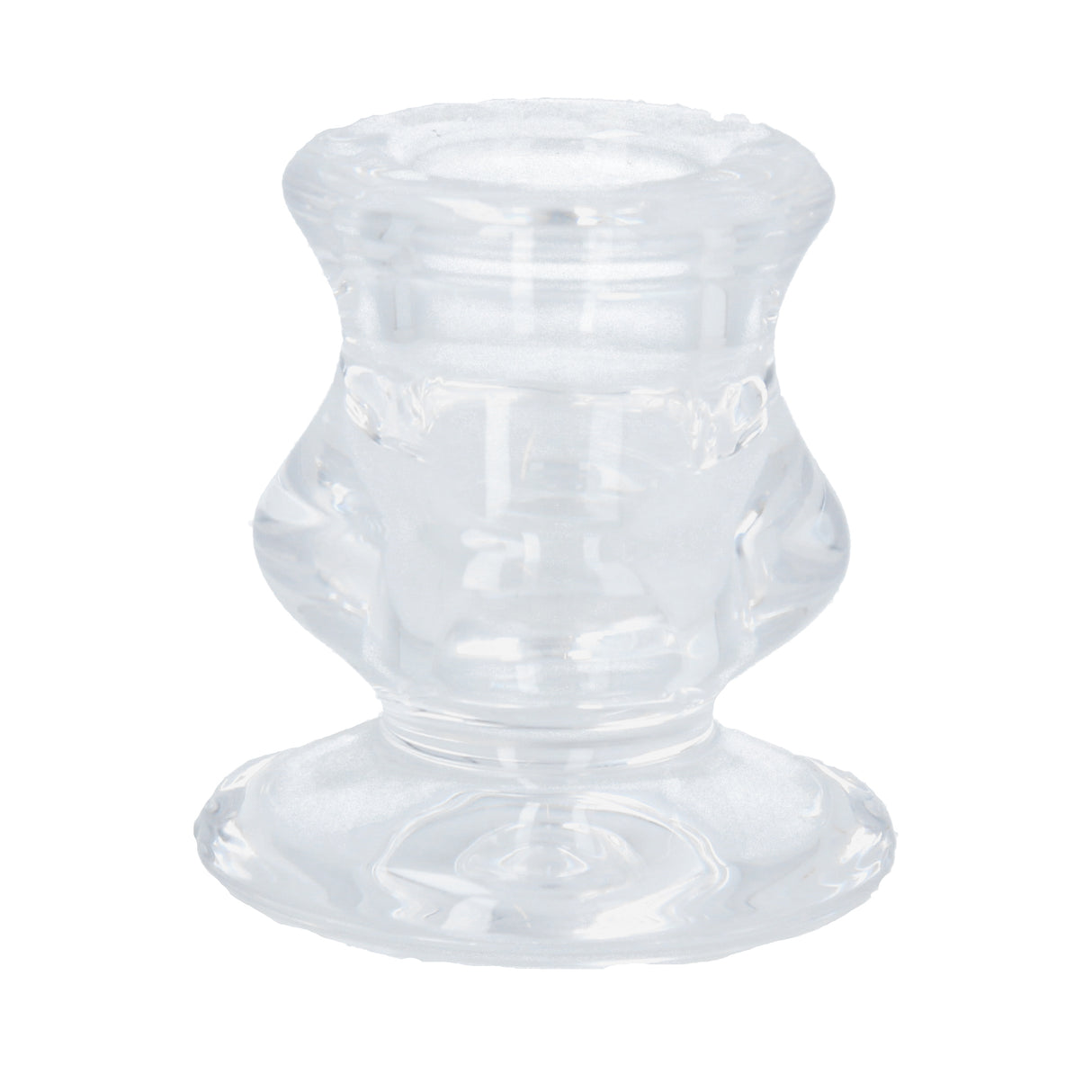 Clear Glass Short Candlestick 6cm