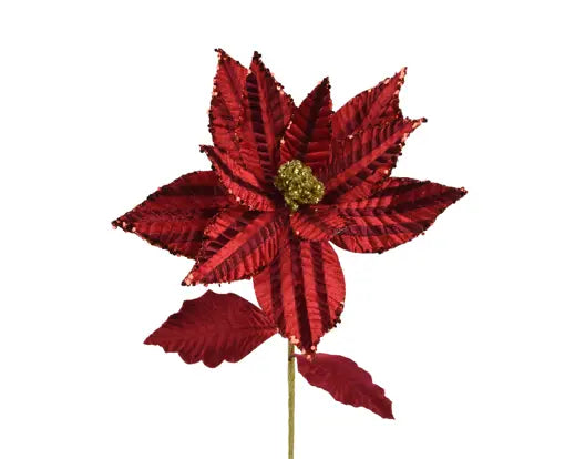Spray velvet metalic gold stem poinsettia