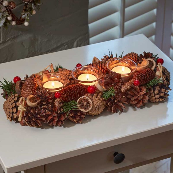 WinterSpice Trio Candle Holder - 36cm