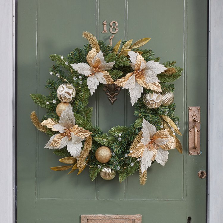 Golden Poinsettia Wreath - 60cm