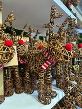 63cm Brown Wicker Rudolph with 80 LEDs