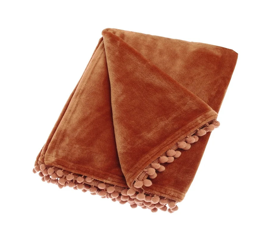 Cashmere touch fleece throw spice