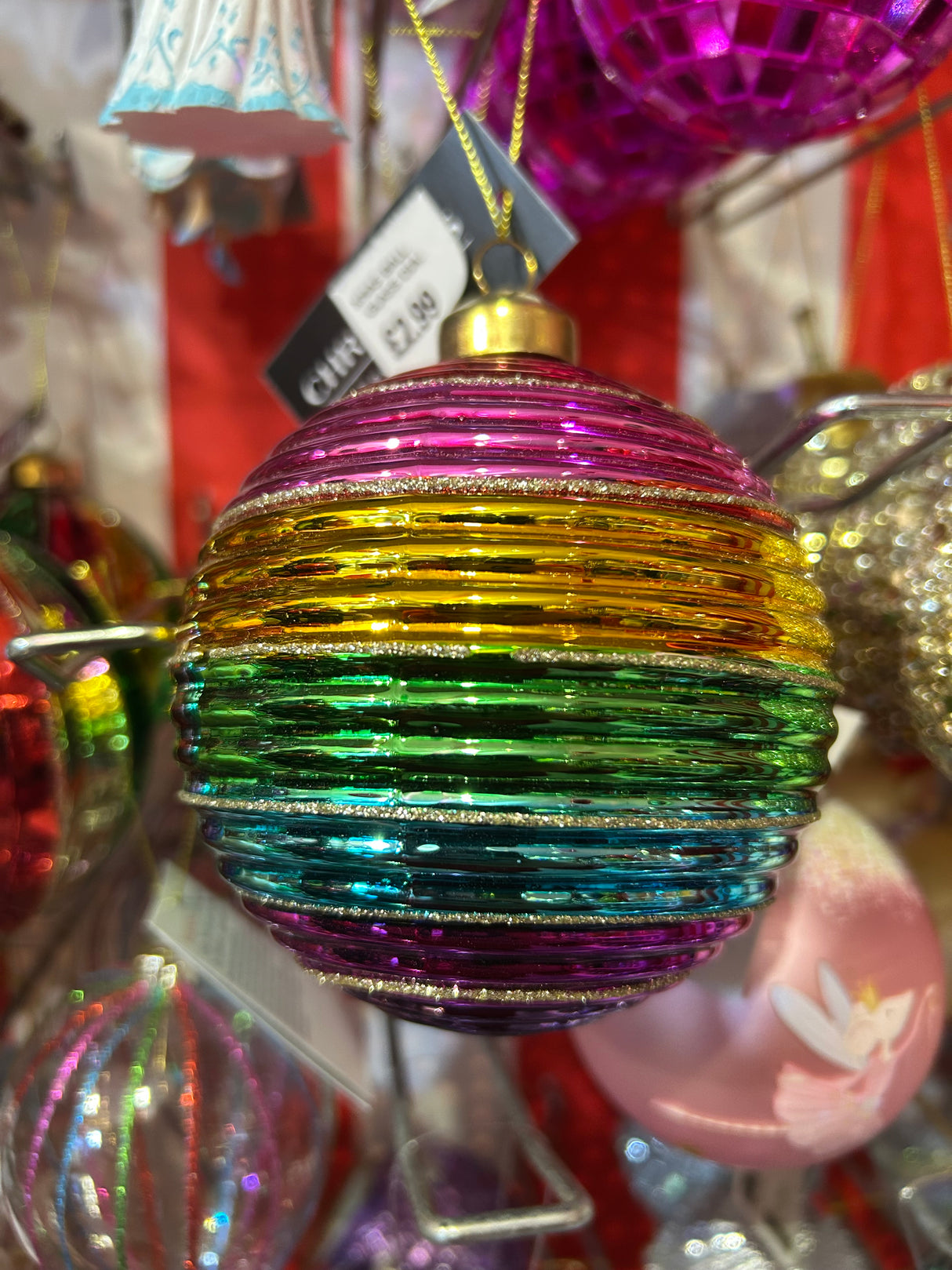 Glass 10cm Multicolour Stripe