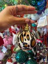 Bauble unbreakable leopard brown 8cm