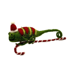 Christmas Cameleon on Candy Cane