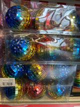 Ornament mirror ball rainbow blue 3 pack - d8cm