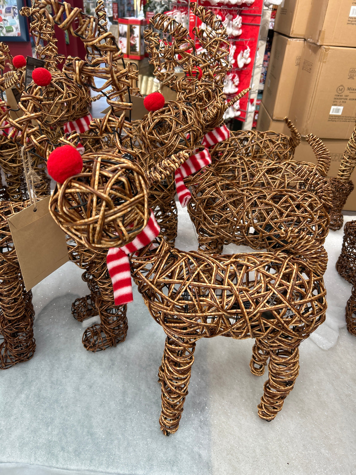 70CM Brown Wicker Rudolph In Boots With 80 LEDS