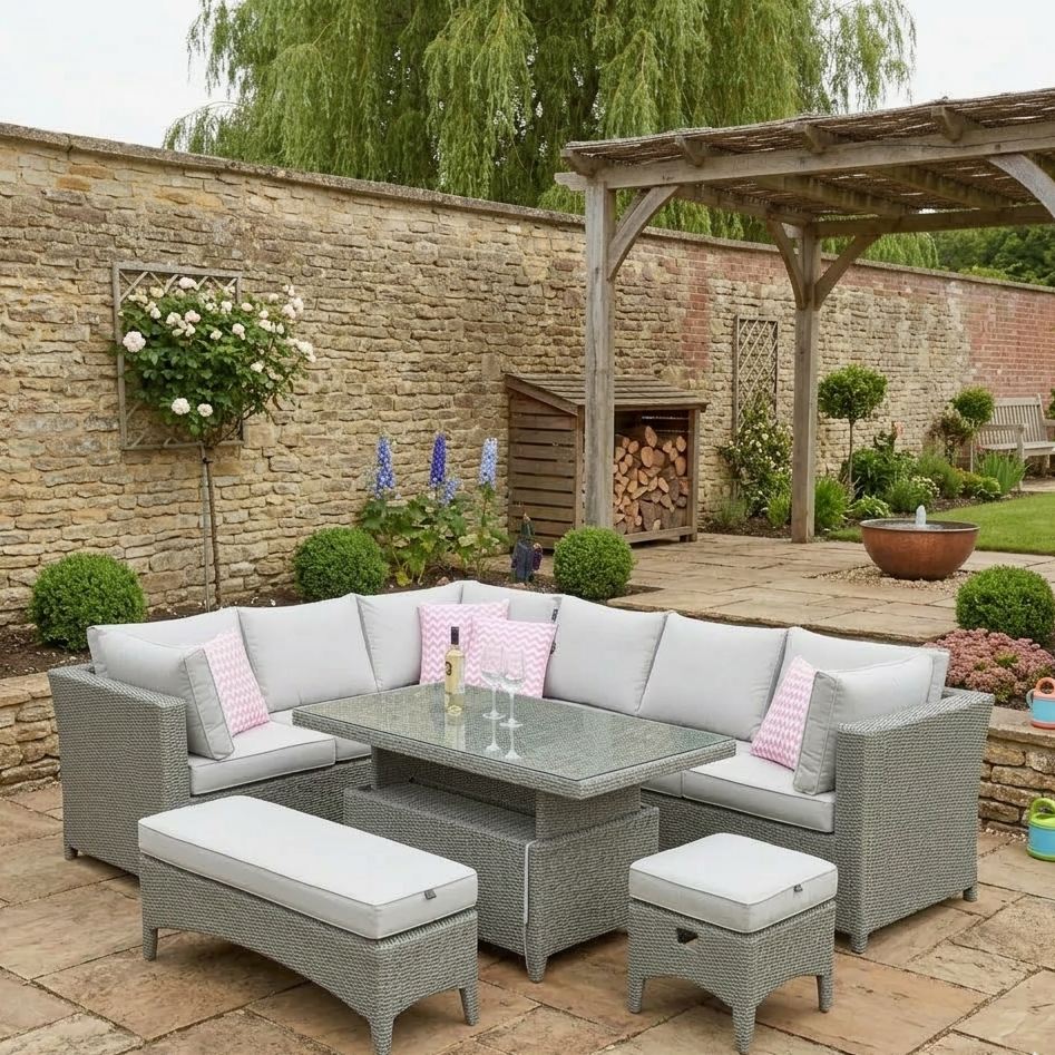 Valencia L Shape Rattan Corner Dining Set