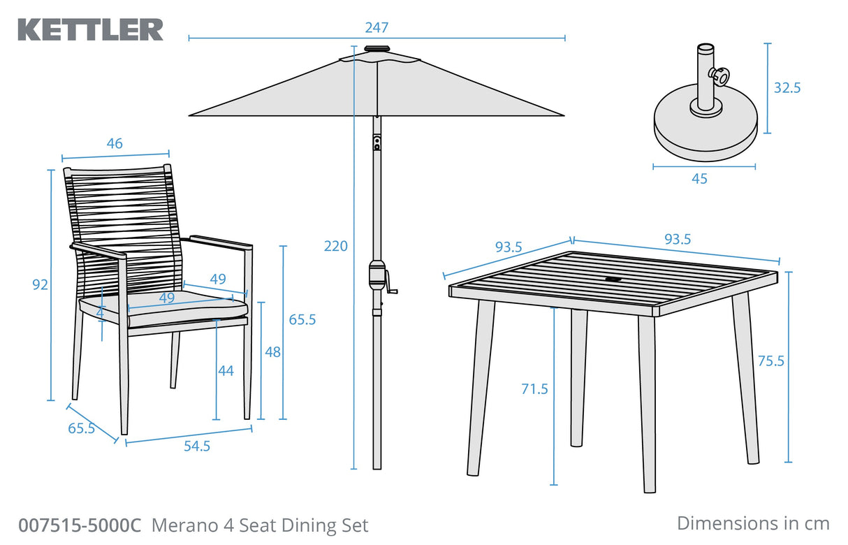 Merano 4 Seat Dining Set Grey Rope