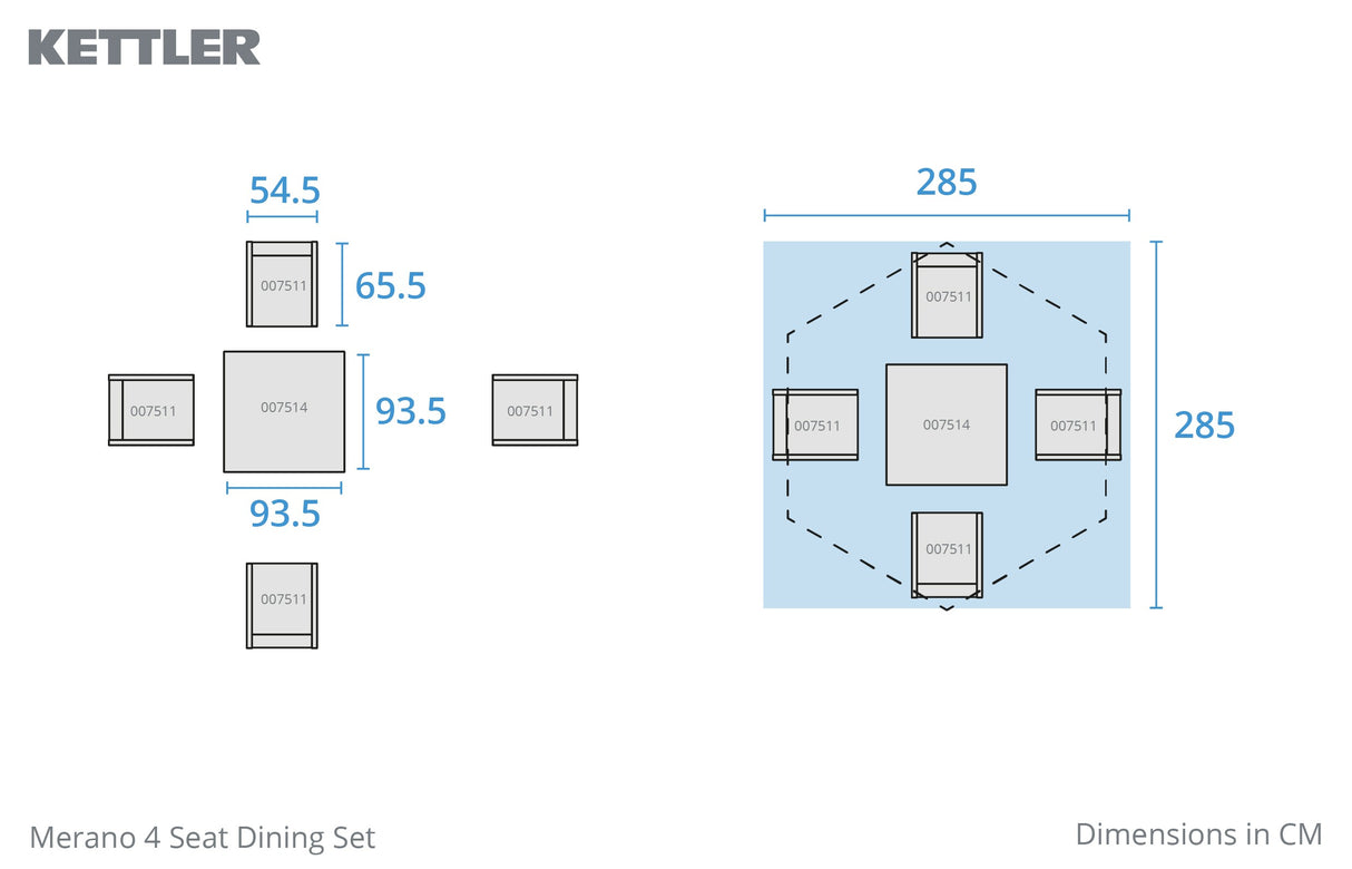 Merano 4 Seat Dining Set Grey Rope