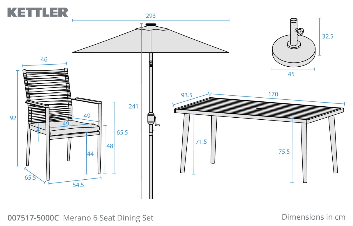Merano 6 Seat Dining Set Grey Rope