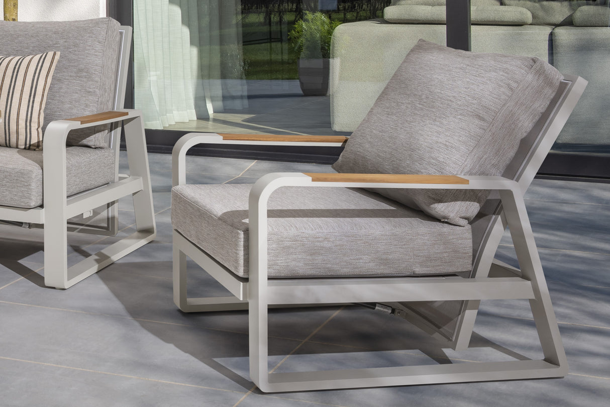 Montana Lounge Beige robust teak adjustable armchair