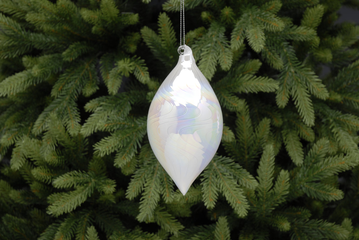 13cm glass pearl olive shape
