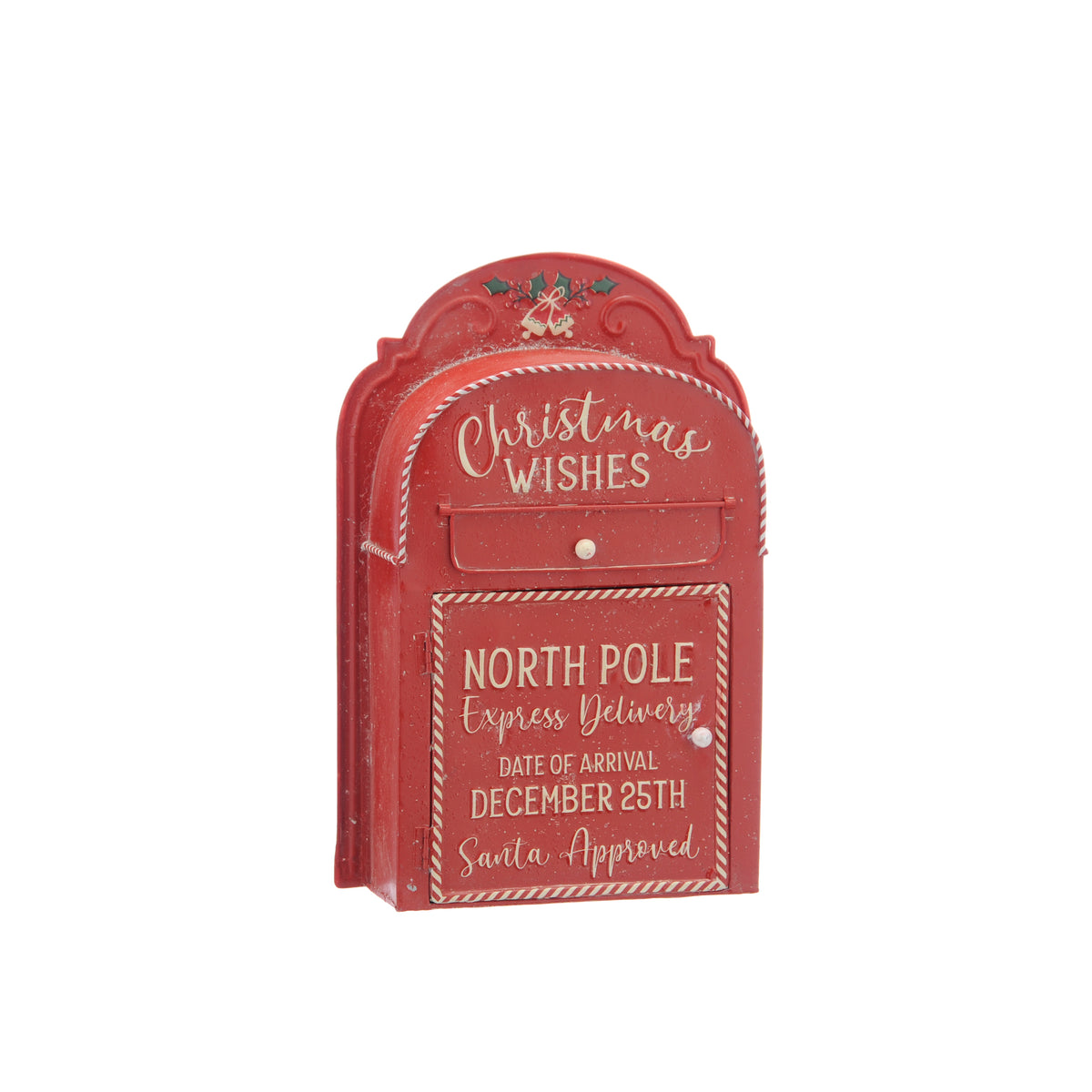 39cm red with white detail post box