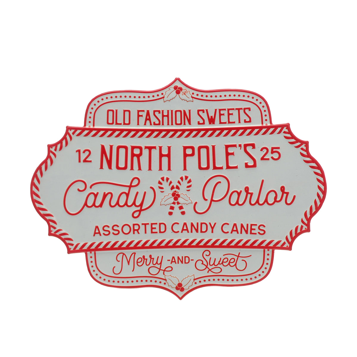 42cm metal white/red NORTH POLE sign