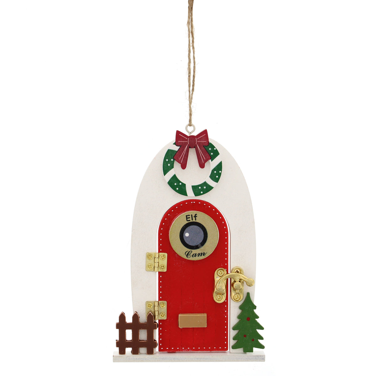 14cm green elf door hanging decoration