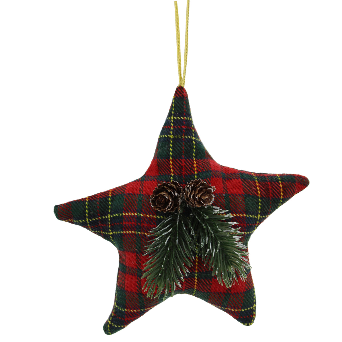 15cm hanging fabric tartan star-foliage