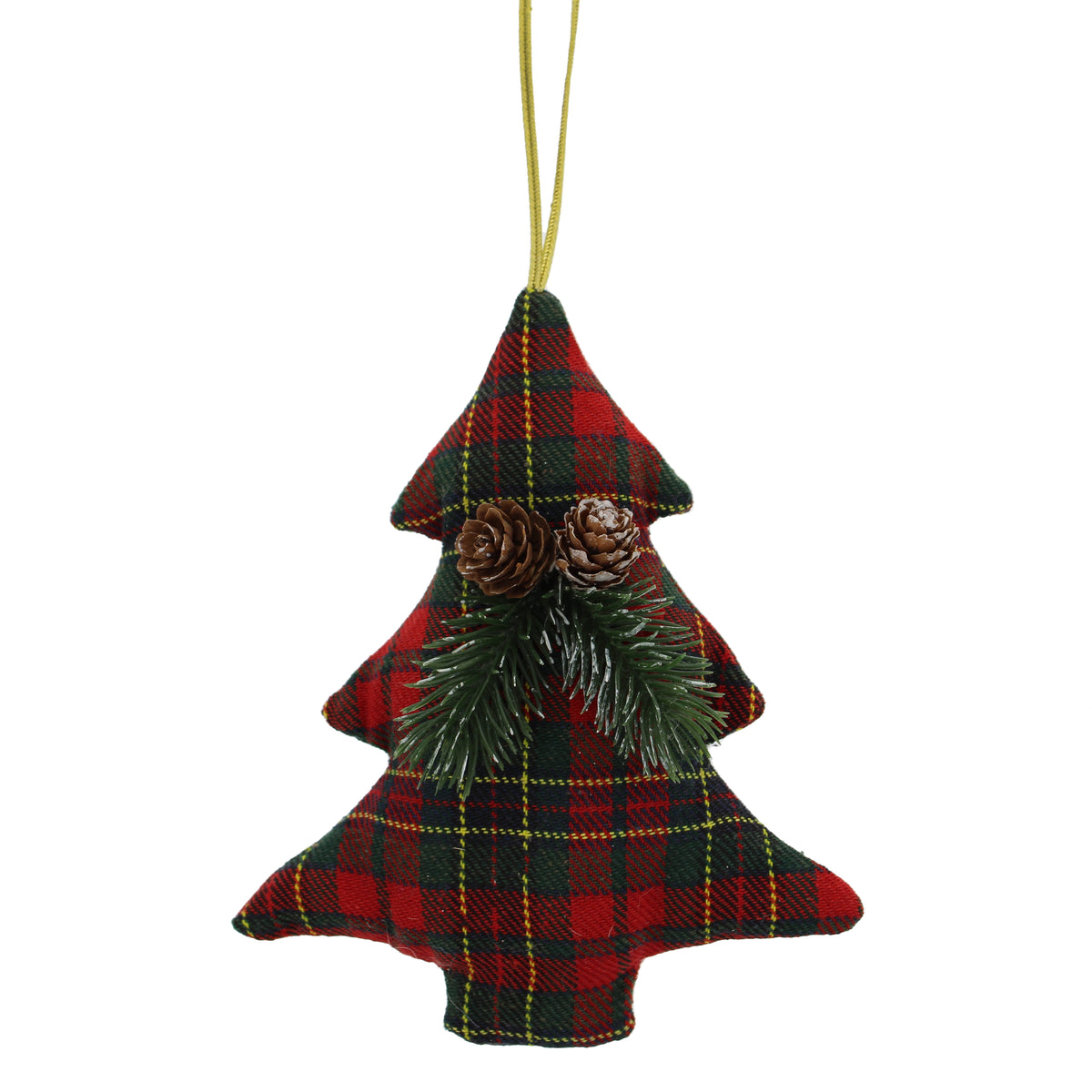 16cm hanging fabric tartan green/red tree-foliage