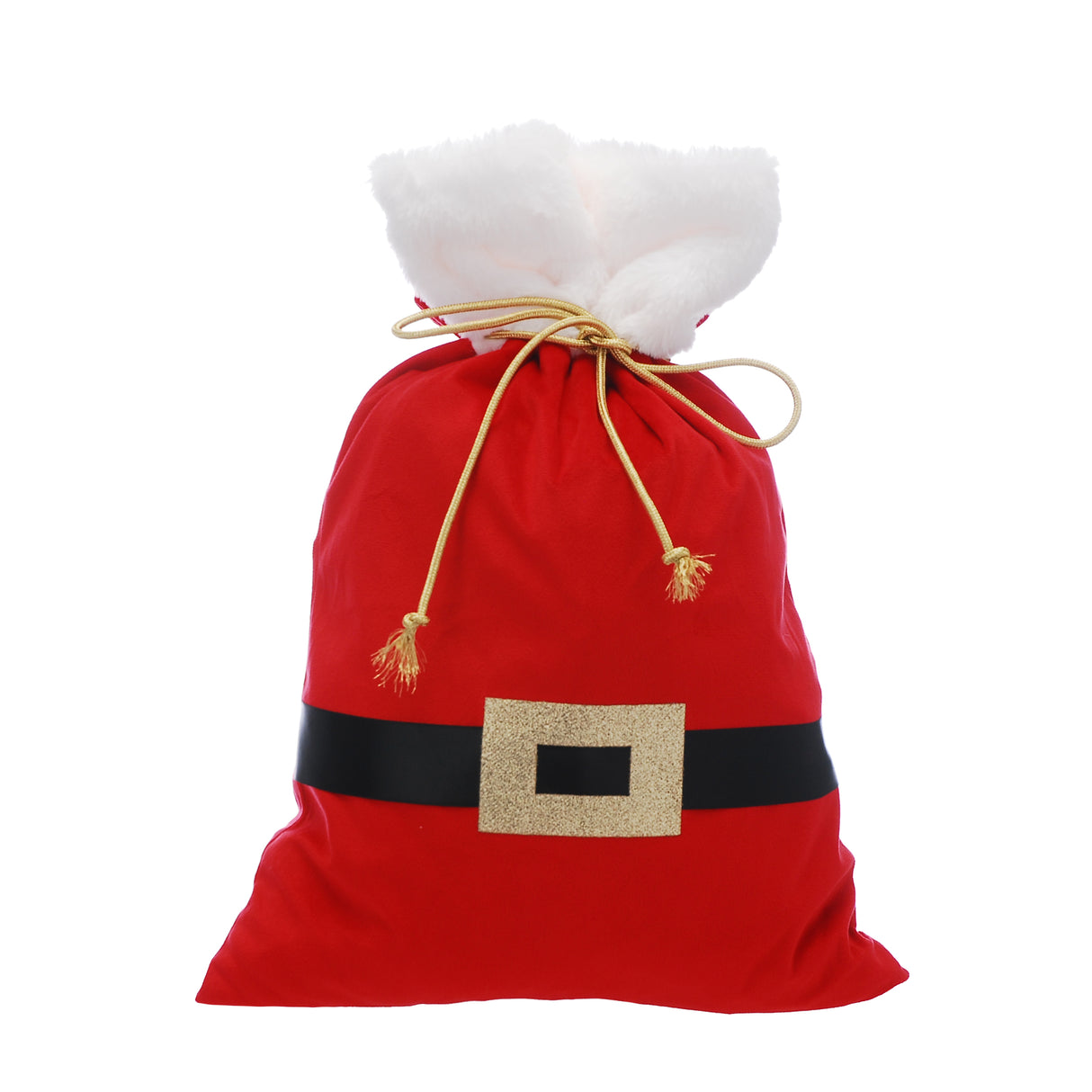 50cm red plush santa belt sack with white fur cuff