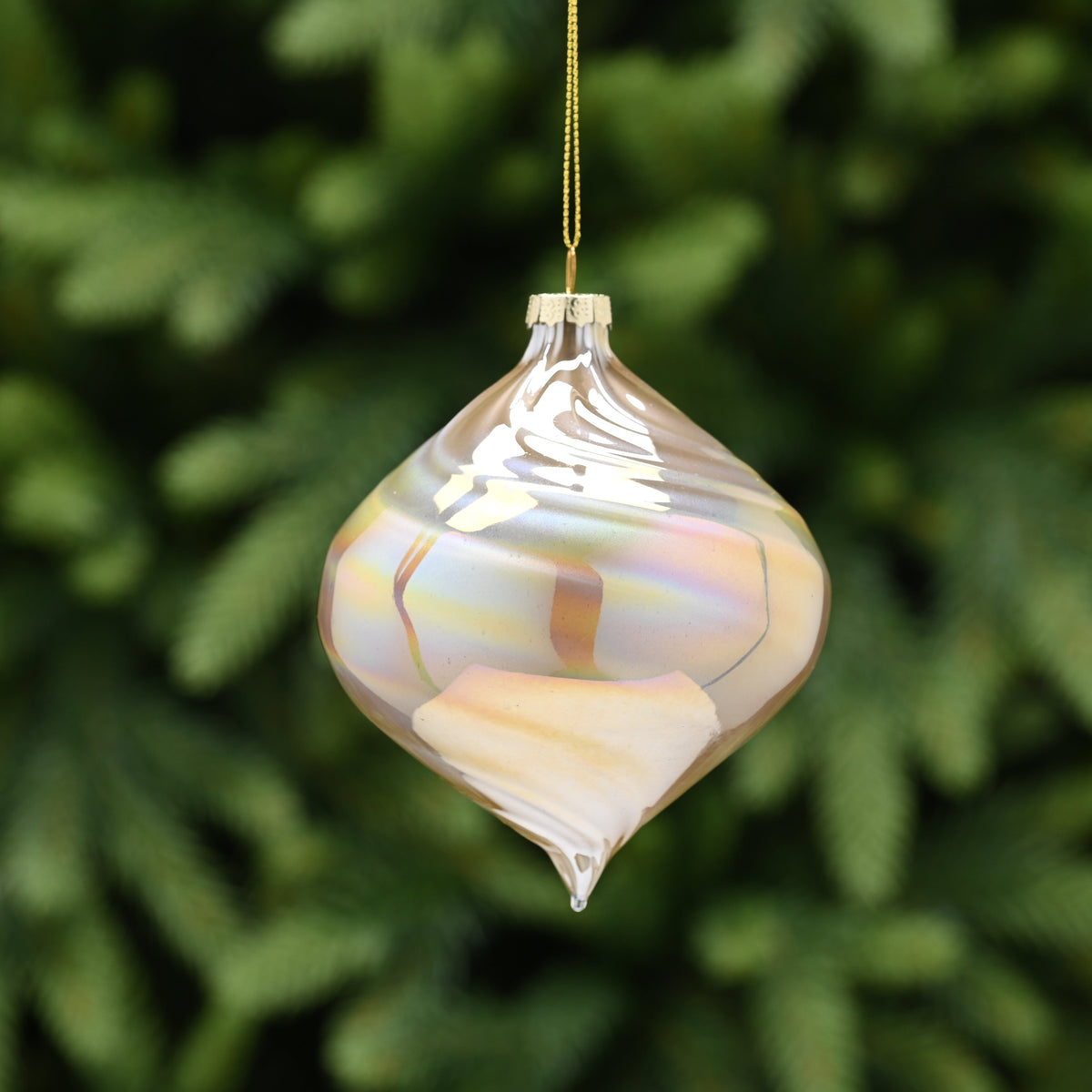 10cm iridescent gold swirl glass onion