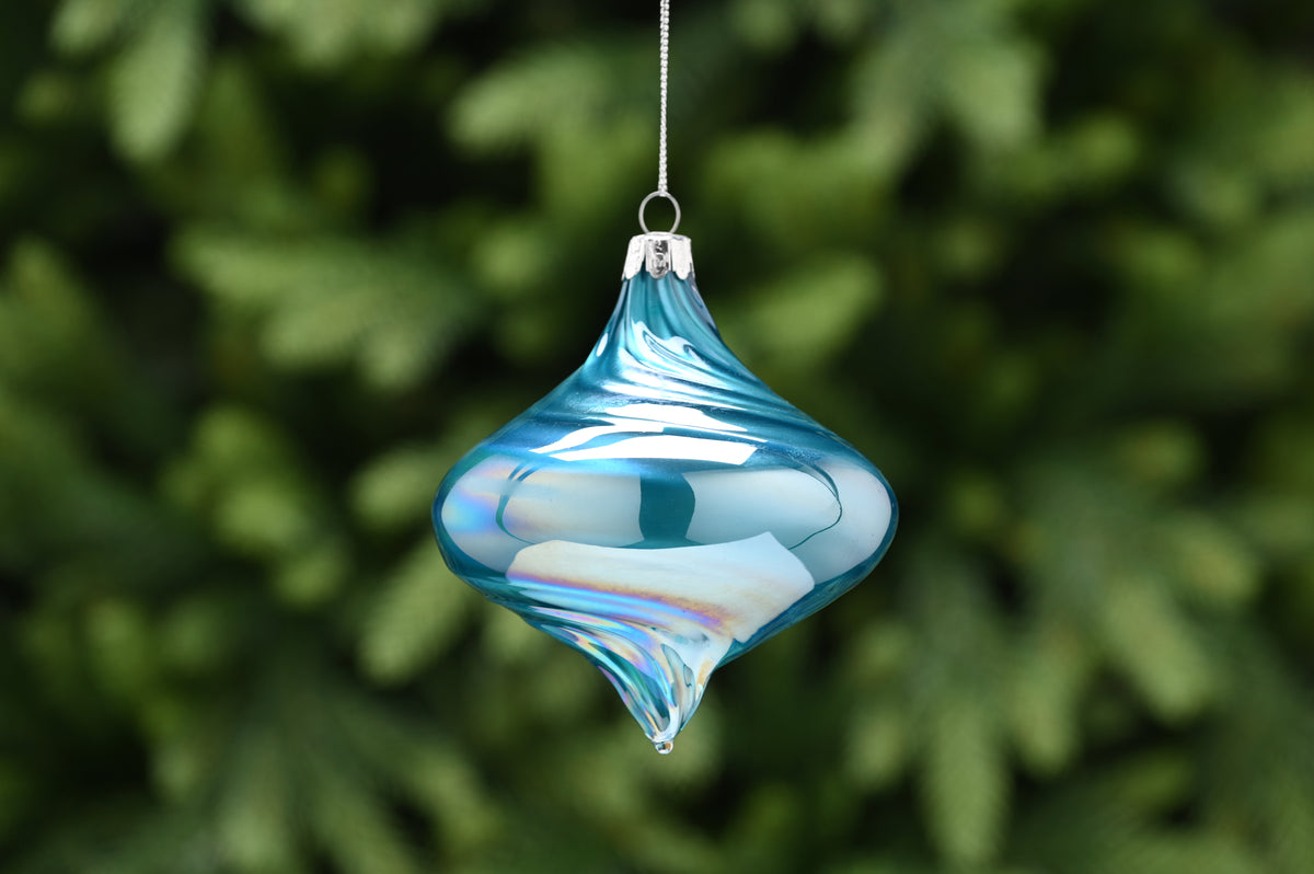 10cm blue swirl effect glass onion