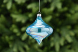 10cm blue swirl effect glass onion