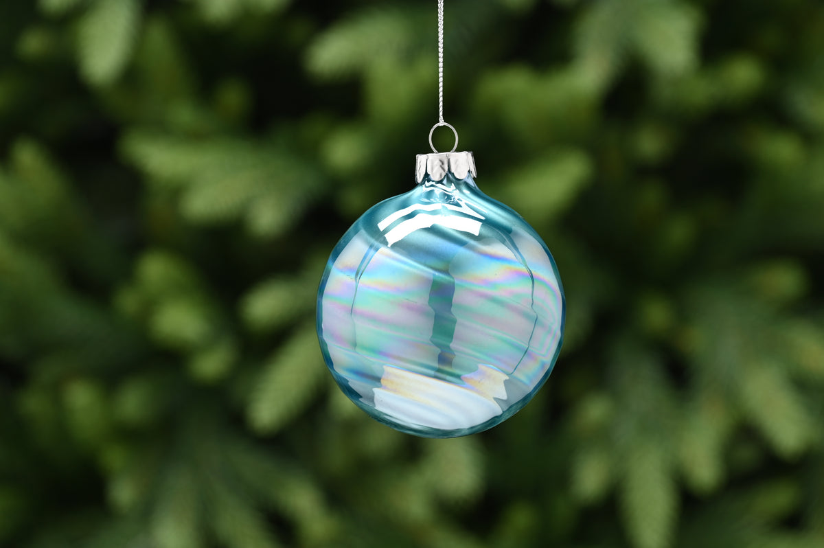 8cm blue swirl effect glass ball