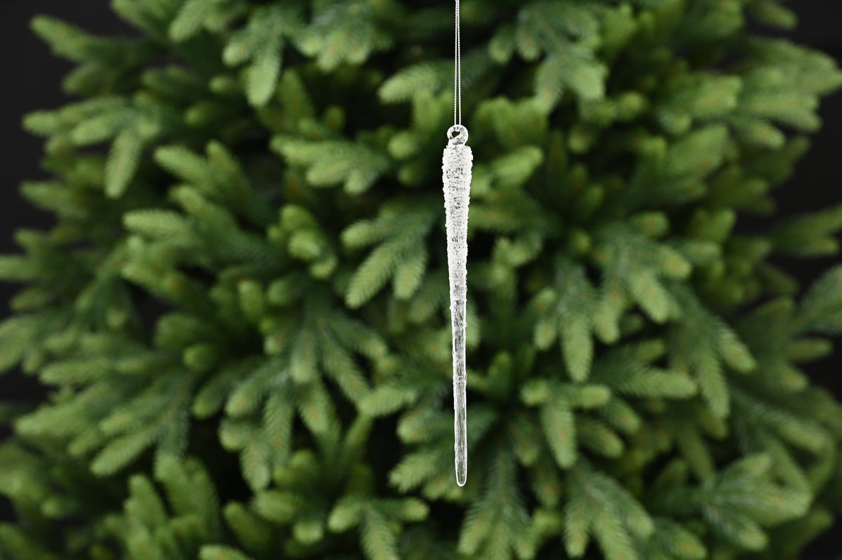 20cm silver/clear glass icicle