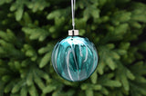 10cm shiny green/gold glass ball-petrol effect