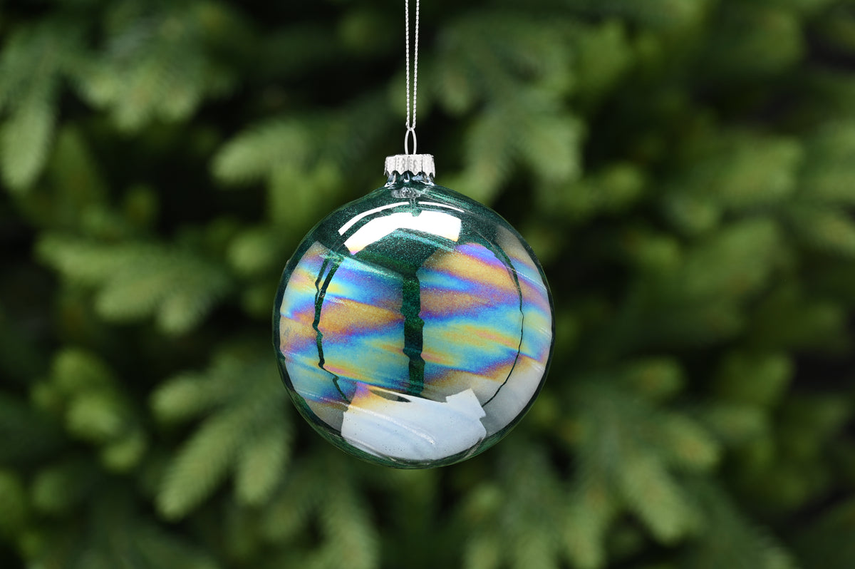 10cm dark blue petrol glass ball