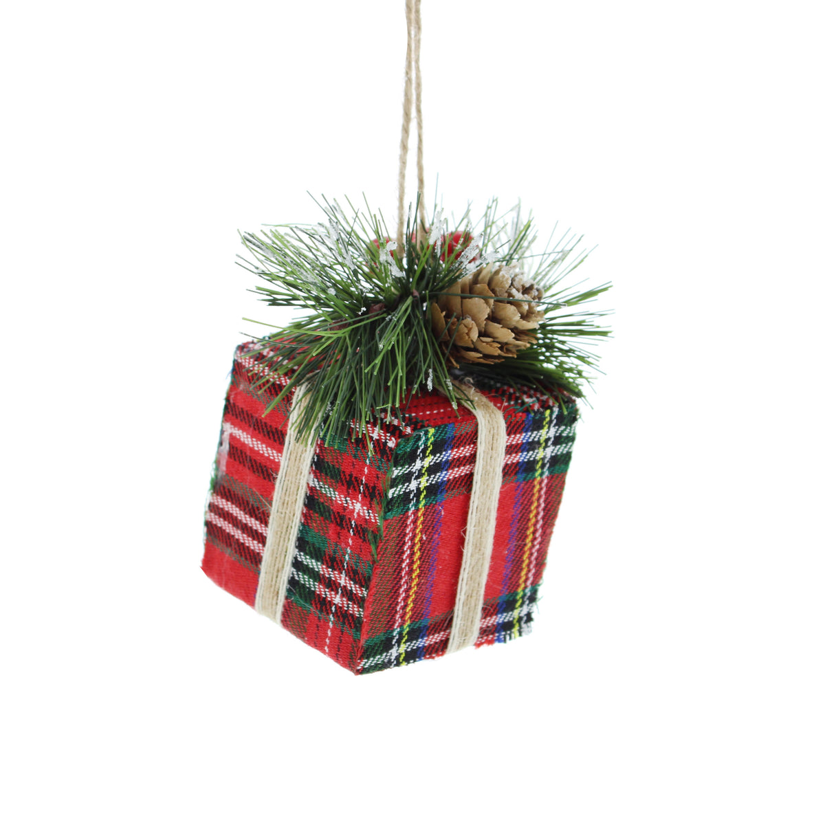 11cm hanging red tartan parcel