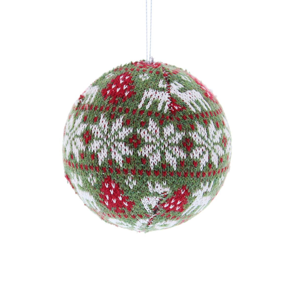 8cm hanging green fabric patterned ball