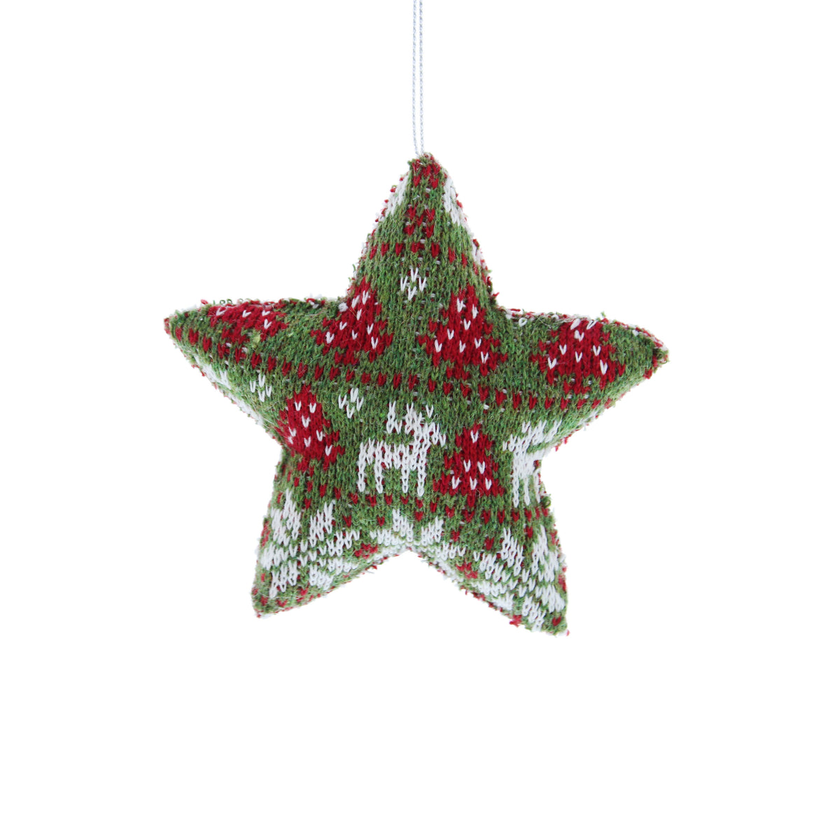 10cm hanging green fabric patterned star