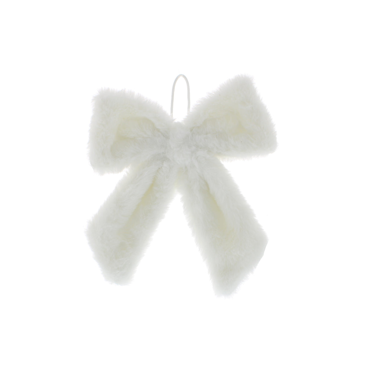 23cm white plush bow