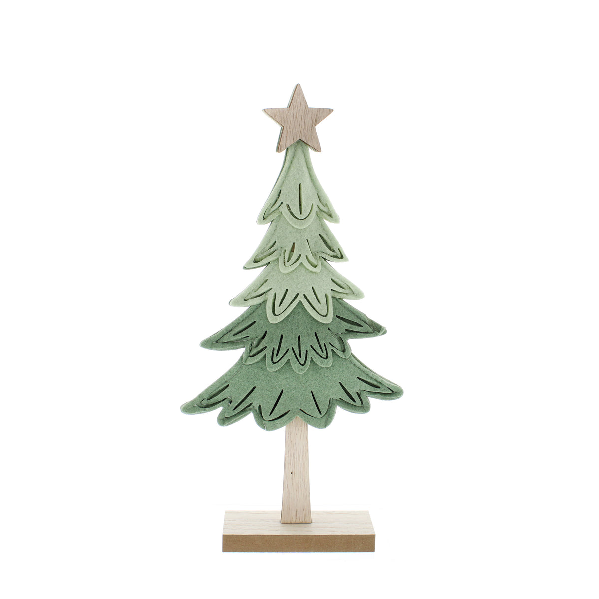 31cm wooden and green felt tree