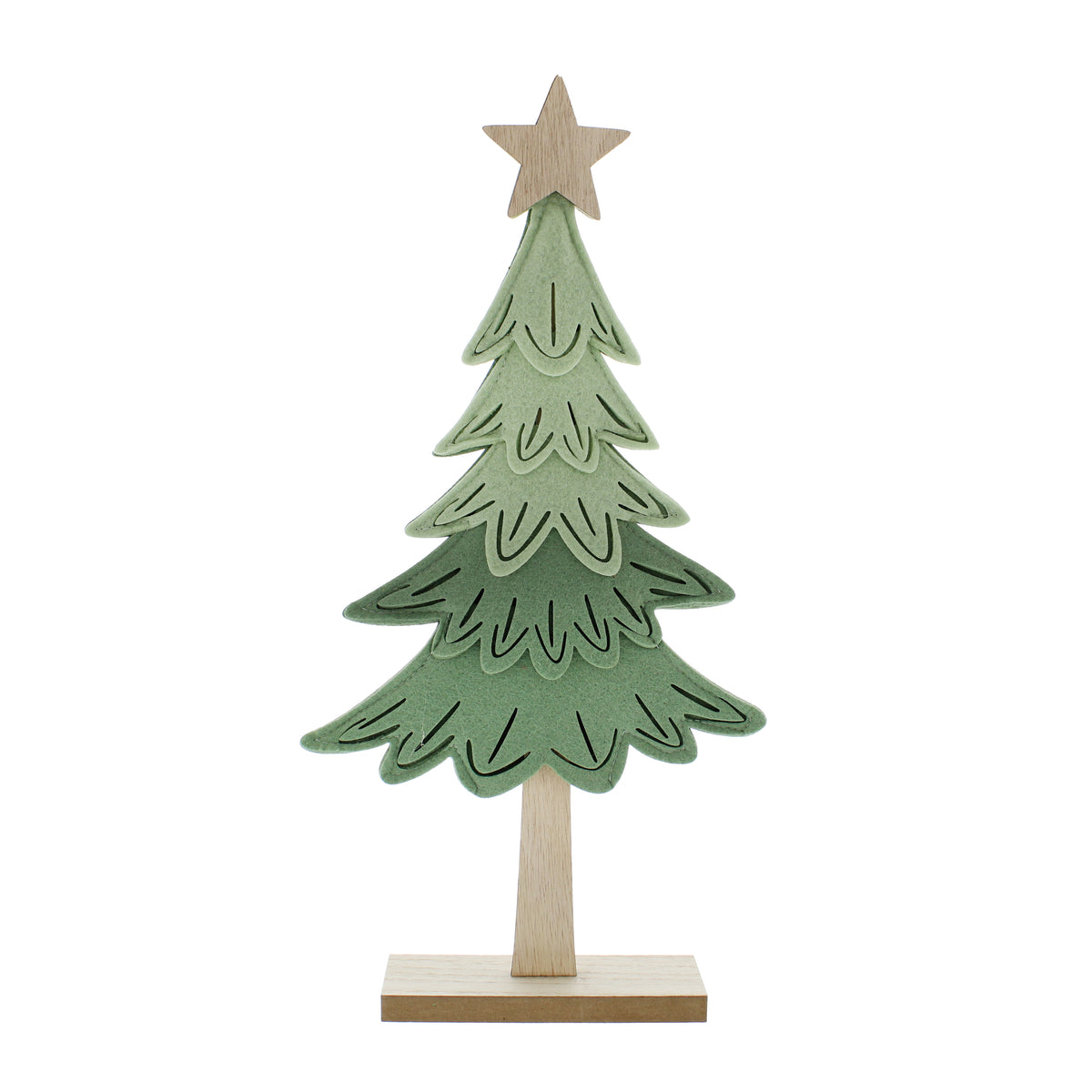 42cm wooden and green felt tree