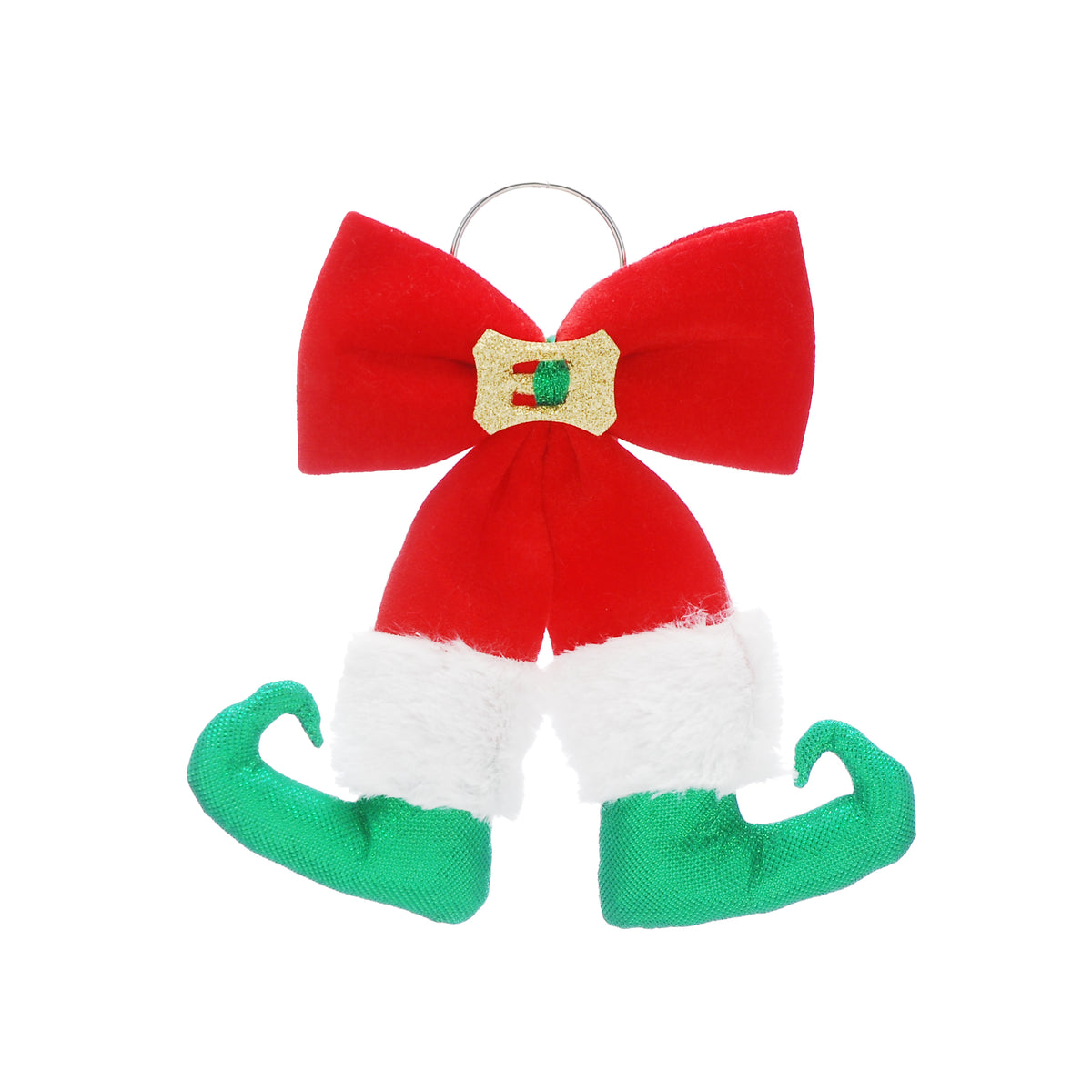 30cm red / green elf legs bow