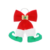 30cm red / green elf legs bow