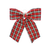 60cm red/green/white tartan fabric bow