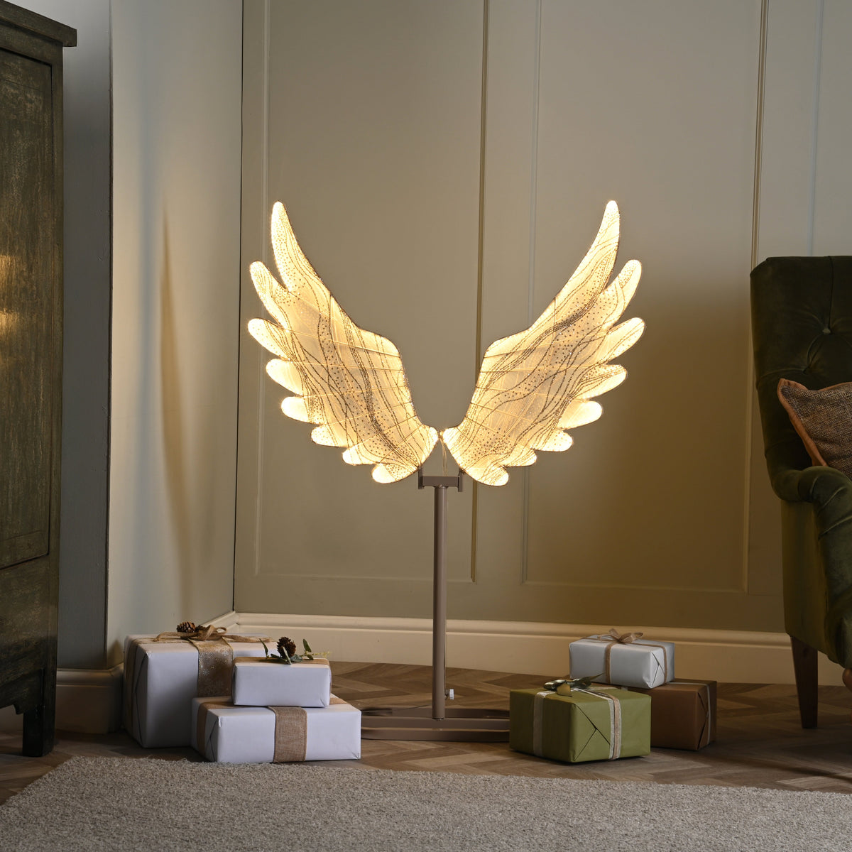 102cm warm white neon angel wings