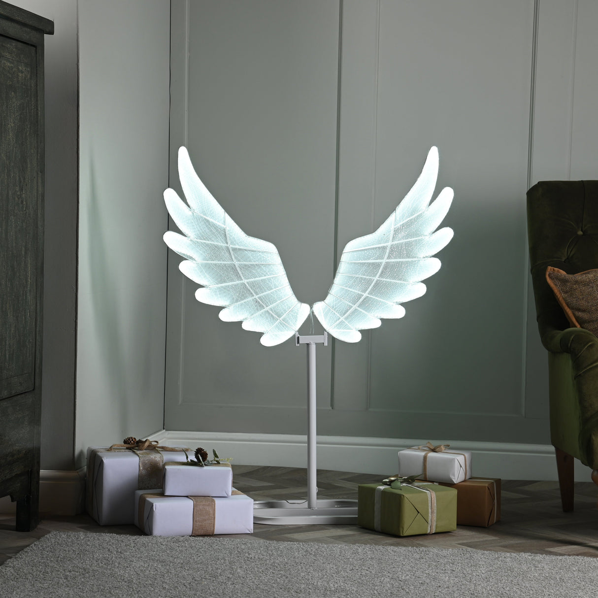 102cm white neon angel wings