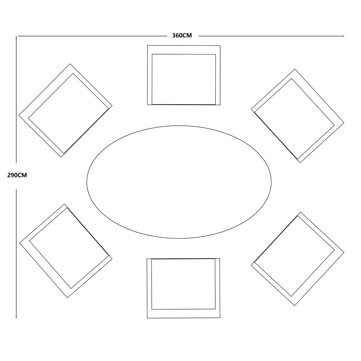 Penang 6 Seat Dining Set Elliptical