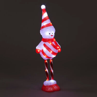 80cm Acrylic Snowman w/Long Legs & Stripy Hat