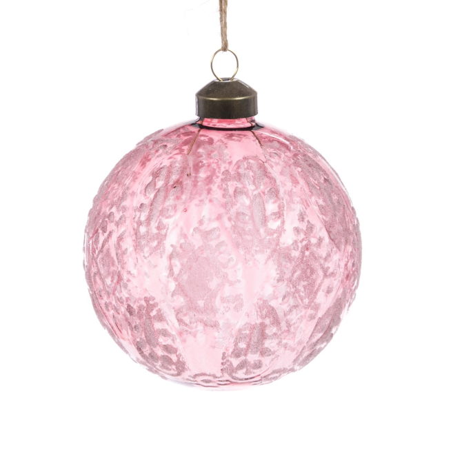 Pink Glass Lilly Bauble 10cm
