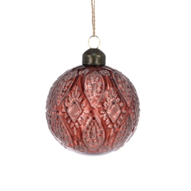 Brown Glass Lilly Bauble 8cm