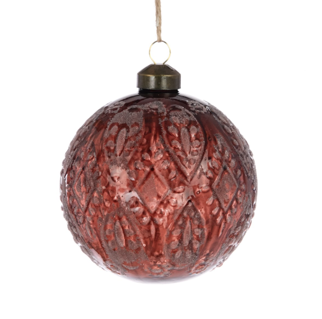 Brown Glass Lilly Bauble 10cm