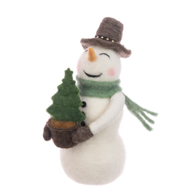 Felt Snowman W/Tree 20cm