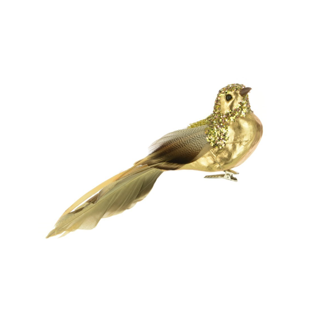 Metallic Bird with Clip 21cm