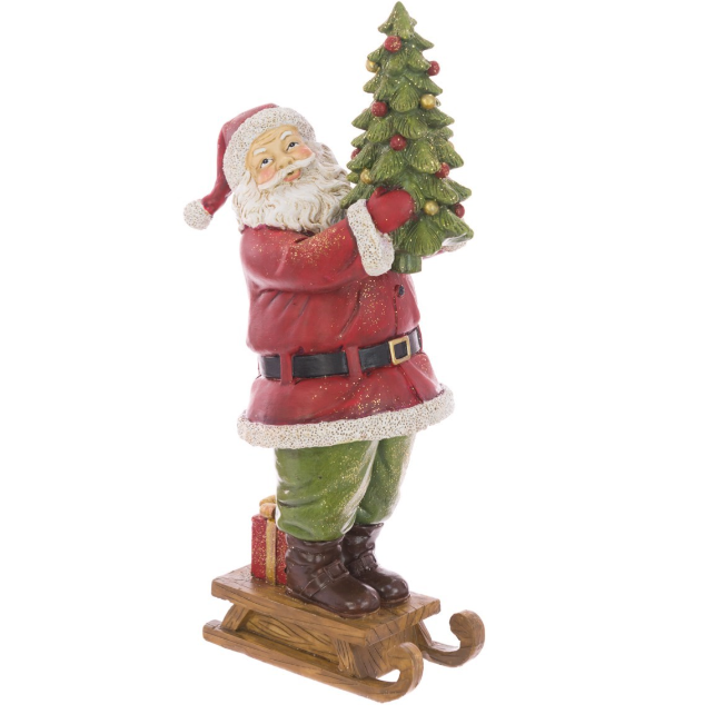 Resin Santa with Tree 26cm