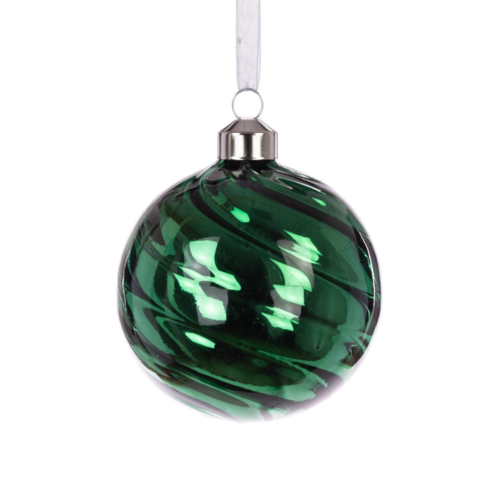 Glass Jacquelyn Bauble 8cm